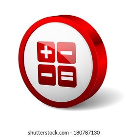 Red round button with calculator icon
