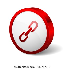 Red round button with chain icon