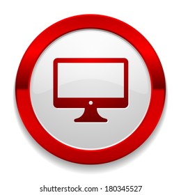 Red round button with desktop icon