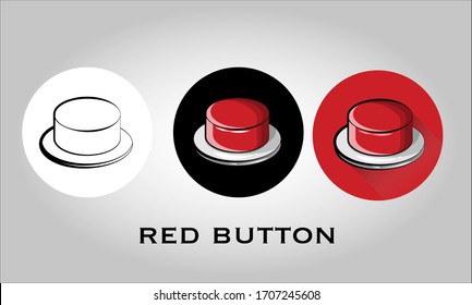 Red round button flat icon vector. Isolated objects. Vector illustration. Simple vector for Graphic design. Security, emergency and warning  Concept. 