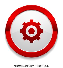 Red round button with gear icon