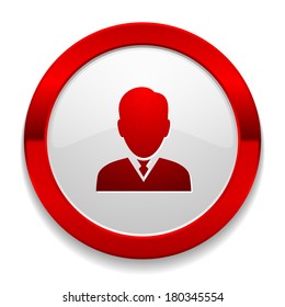 Red round button with male icon