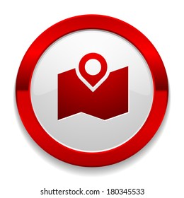 Red round button with map icon