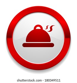 Red round button with meal icon