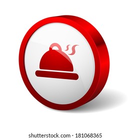 Red round button with meal icon