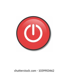 Red round button with metallic border
