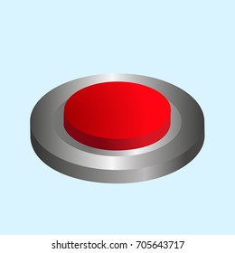 Red round button with metallic border
