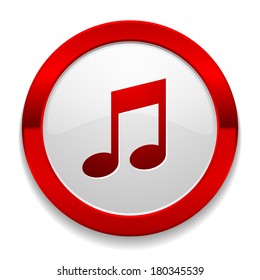 Red round button with music icon