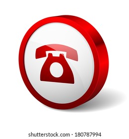 Red round button with phone icon