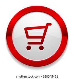 Red round button with shop icon