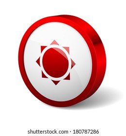Red round button with sun icon