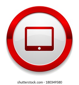 Red round button with tablet icon
