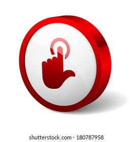 Red round button with touch pad icon