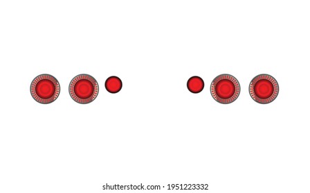 Red round car headlamps realistic isolated vector illustration