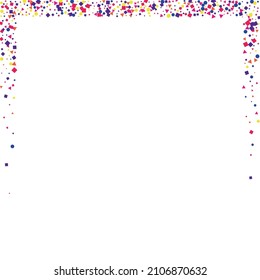 Red Round Celebration Background. Falling Circle Isolated. Pink Pattern Square Texture. Green Celebrate Confetti.