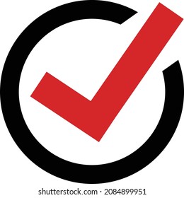 Red round check box icon. vector.