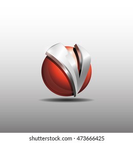 Red round circle logo  with letter v 