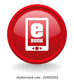 Red round e-book button on white background