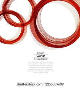 Red round elegant transparent wave, red wave lines on white background