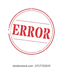 Sello de error redondo rojo estilo minimalista línea de grunge angustiado