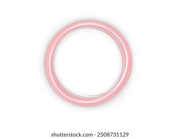Marco redondo rojo png. Bordes de forma redonda sobre fondo blanco. Giro rojo claro. Efecto de luz de curva de línea roja. Círculo dorado luminoso. Rojo claro pedistal, podio, plataforma, mesa. VECTOR PNG

