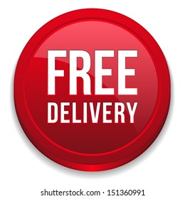 Red round free delivery button