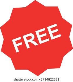 Etiqueta engomada libre redonda roja en el fondo blanco. Promoción y publicidad. Etiqueta de Vector gratis. Ilustración vectorial