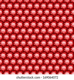 Red round gemstones seamless background.