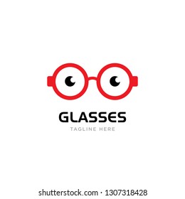 Red round glasses with black eyes. vector