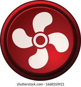 Red Round Glossy Fan Button. 