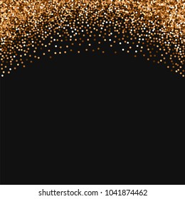 Red round gold glitter. Abstract top border on black background. Comely vector illustration.
