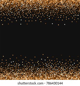 Red round gold glitter. Borders on black background. Nice vector illustration.