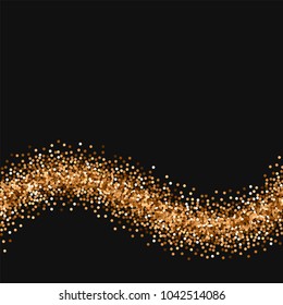 Red round gold glitter. Bottom wave on black background. Dazzling vector illustration.