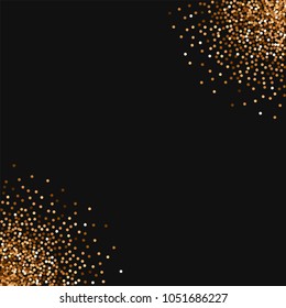 Red round gold glitter. Circular corners on black background. Radiant vector illustration.