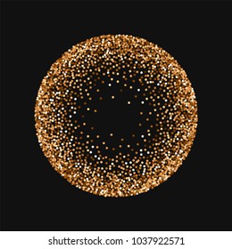Red round gold glitter. Round frame on black background. Breathtaking vector illustration.