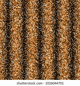 Red round gold glitter. Scatter vertical lines on black background. Bizarre vector illustration.