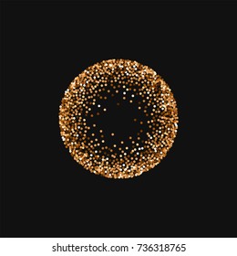 Red round gold glitter. Small round frame on black background. Outstanding vector illustration.