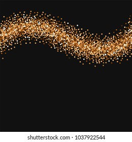 Red round gold glitter. Top wave on black background. Alluring vector illustration.