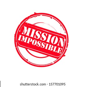 Red round grungy retro rubber stamp "Mission Impossible" vector