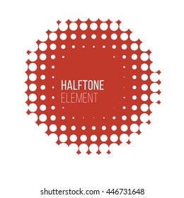 red round halftone pattern on white background. Stock vector illustration.