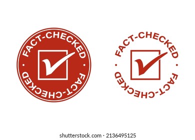 A Red Round Label With A FACT CHECK Or A Stamp With A Vector Illustration Of A Tick