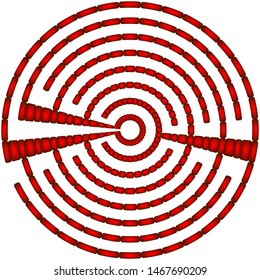 Red round maze on a white background