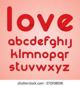 Red round modern letters alphabet, Vector illustration