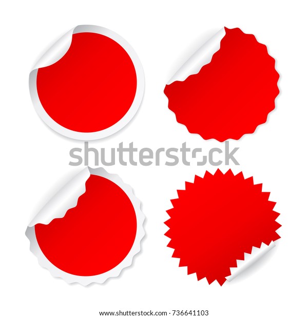 白い背景に赤い丸いポストイットのステッカーセットコレクションベクターイラスト のベクター画像素材 ロイヤリティフリー