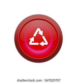 Red round recycle button on white background