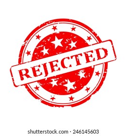 Red round seal with the inscription "rejected" - illustration