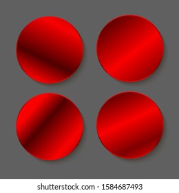 Red round with shadow stickers isolated