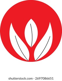 Una forma redonda roja en blanco 3 Leaf. es la Imagen del icono del logotipo del símbolo.