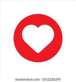 Red round shape with white heart icon silhouette vector illustration design on white background.