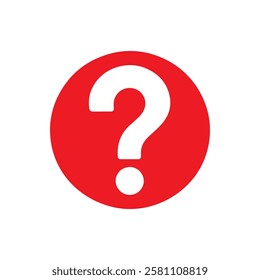 Red round shape with white question mark icon silhouette vector flat illustration design on white background.